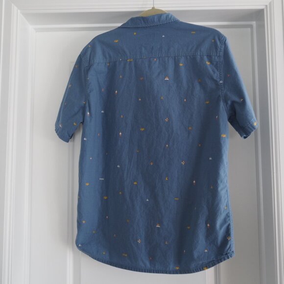 Quiksilver Men's Spaced Out Retro Light Blue Patterned Shirt Sz Regular Fit M - Picture 6 of 14